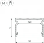 Профиль LINE-3020-2000 ANOD (Arlight, Алюминий) 046962