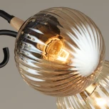 Потолочная люстра на штанге Reluce 04886-0.3-05 BK+WOOD (220V, шар)