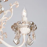 Подвесная люстра Eurosvet 3281 3281/5 белый с золотом / тонированный хрусталь (220V, хрусталь Strotskis, на цепи, подсвечник, свеча)