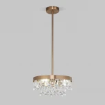Подвесная люстра Wi-Fi на штанге хрустальная Eurosvet Sophie 60165/3 латунь (220V, управление смартфоном, голосовое управление, умный дом - Minimir Home, Алиса, Маруся, Салют)
