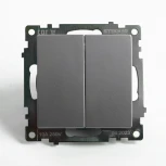 Переключатель двухклавишный (серебро) Stekker Катрин 49168