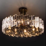 Потолочная люстра Wi-Fi на штанге Bogate's Zolletta 339/8 Strotskis Smart (313/8) (220V, хрусталь, управление смартфоном, голосовое управление, умный дом - Minimir Home, Алиса, Маруся, Салют, круглые)