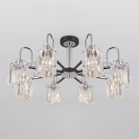 Потолочная люстра Wi-Fi на штанге Eurosvet Tenia 70090/8 графит (220V, хрусталь, управление смартфоном, голосовое управление, умный дом - Minimir Home, Алиса, Маруся, Салют)