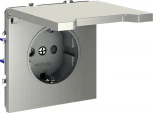 Розетка с заземлением, шторками и крышкой (сталь) Voltum S70 VLS040305