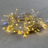Гирлянда Нить с колпачком 10м золотой с мерцанием белого диода 24В, 100 LED, провод прозрачный ПВХ, IP65 Laitcom PST100BLWCAP-10-1GL