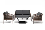 Лаунж-зона 4-местная из роупа, каркас алюминий коричневый, роуп коричневый, ткань серая 4SIS Канны KANS2C2TJ-4-SET PILGR