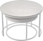 Набор кофейных столиков Bradex Home Tango бежевый мрамор с белыми ножками, 2шт (RF 0611)