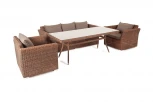 Обеденная группа из искусственного ротанга, цвет коричневый 4SIS Моккачино MS3C2T-4-SET brown