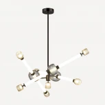 Потолочная люстра на штанге Odeon Light Kliff 5427/54CL черный хром/белый/дымчатый/коньячный/металл/стекло/акрил LED 54W 3000K