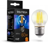 Лампочка светодиодная груша прозрачная колба E27 6 Вт 580 lm 2800K теплое желтое свечение Voltega Crystal 7023