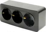 Розетка тройная с заземлением (черный матовый) Stekker София 49502