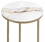Журнальный столик Woodville Иберис круглый белый / золото 500012