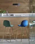 Барный стул La Forma (ex Julia Grup) Nilson (Синий,Золотой/ Фанера,Сталь,Пена,Металл)