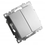 Выключатель двухклавишный (серебро) Stekker Катрин 39578