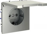 Розетка с заземлением, шторками и крышкой (шелк) Voltum S70 VLS040304