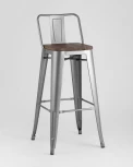 Стул барный Stool Group TOLIX WOOD со спинкой серебристый матовый УТ000000696
