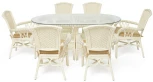 Комплект обеденный "ANDREA GRAND" (стол со стеклом+6 кресел+ подушки) TCH White (белый), Ткань рубчик, цвет кремовый Tetchair ANDREA GRAND 12427