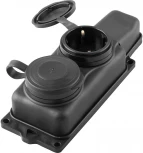 Розетка двойная с заземлением и крышкой (черный) Stekker Одри 32738