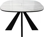Стол DikLine SFK110 стекло белое мрамор глянец,подстолье черное,опоры черные (2 уп.)