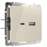 Розетка USB тип A+С (слоновая кость) W1171803 (a054345)