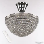 Потолочная люстра на штанге Bohemia 1932 19321/25IV/LED-DIM Ni (регулировка яркости, 220V, хрусталь, пульт управления, круглые)