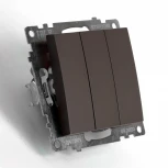 Выключатель трехклавишный (коричневый) Stekker Катрин 49175