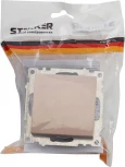 Переключатель одноклавишный (шампань) Stekker Катрин 39590