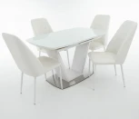 Стол Севилья МДФ, Стекло, Белый матовый шагрень/Белый, Аврора