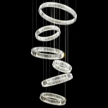 Подвесная люстра ярусная каскадная большая Citilux Чезаре CL338661 (регулировка яркости, LED, 220V, хрусталь, на проводе, кольцо)