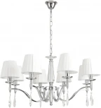 Подвесная люстра Lumion Magda 8316/8 хром/белый, металл/хрусталь/текстиль E14 8*40W 220V (на цепи)
