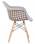 Стул обеденный DAW MONICA (ножки светлый бук, сиденье 009 коричневая клетка, бежевая ткань)