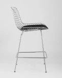Стул полубарный Stool Group с низкой спинкой Bertoia хромированный с черной подушкой УТ000004221