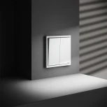 Проходной переключатель двухклавишный с подсветкой (белый матовый) Voltum S70 VLS020402