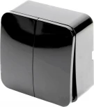 Выключатель двухклавишный (черный) Stekker София 49293