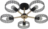 Потолочная люстра на штанге Escada Banjo 679/5P Black 5х60Вт Е27, металл/хрусталь, черный/дерево (220V, круглые)