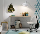 Компьютерный стол La Forma (ex Julia Grup) Talbot (Белый/ Сталь,МДФ,Металл,Шпон)