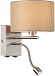 Бра на гибкой ножке для чтения Lumion Nikki 8250/2W никель/бежевый, металл/текстиль Е14 40W+ LED 3W 4000K 220V (выключатель)