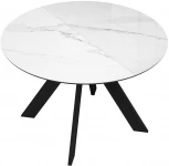 Стол DikLine SFC110 d1100 стекло Оптивайт Белый мрамор/подстолье черное/опоры черные 00-00070095