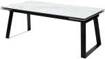 Стол Франк 200 БЕЛЫЙ МРАМОР, стекло / ЧЕРНЫЙ