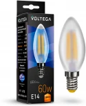 Лампочка светодиодная свеча белая колба E14 6 Вт 550 lm 2800K теплое желтое свечение Voltega Crystal 7044