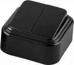 Выключатель двухклавишный (черный) Stekker Брест 32745