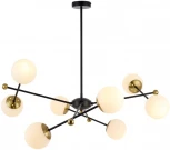 Потолочная люстра на штанге Lumion Melody 6581/8 черный, золотой/белый металл /стекло E14 8*40W 220V