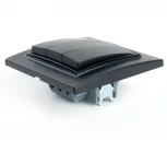 Выключатель трехклавишный (черный) Stekker Эрна 39924