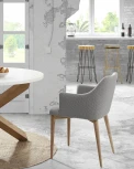 Обеденный стул La Forma (ex Julia Grup) Croft (Серый/ Пена,Сталь,Фанера,Ясень)