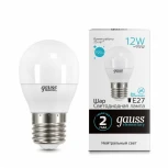 Лампочка светодиодная E27 12W 220V шар белая 4100K Gauss 53222