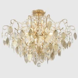 Потолочная люстра на штанге Crystal Lux ESMIRALDA PL9 GOLD (220V, подвески, листья)