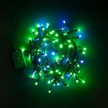 Гирлянда Нить с Колпачком 15м Разноцветная 220В, 100 LED, Провод Черный Каучук, IP65