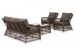 Лаунж-зона из искусственного ротанга, цвет коричневый 4SIS Гранд Латте GLS3C2T-4-SET brown