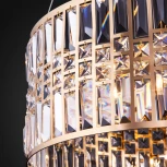 Подвесная люстра Wi-Fi Eurosvet Lory 10125/5 золото/прозрачный хрусталь Strotskis Smart (10116/5) (220V, управление смартфоном, голосовое управление, умный дом - Minimir Home, на тросе, круглые)