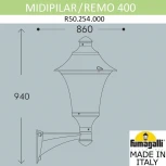 Настенный фонарь уличный Fumagalli Remo R50.254.000.AXH27 (220V, IP65)